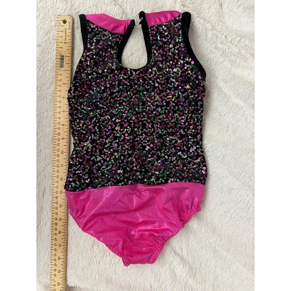 A Wish Come True 20371‎ Sequin Pink Black Tuxedo Leotard SC